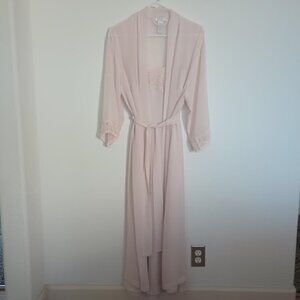 VINTAGE MYSTIQUE INTIMATES LINED NIGHTGOWN AND BELTED ROBE SET PINK SIZE S/M